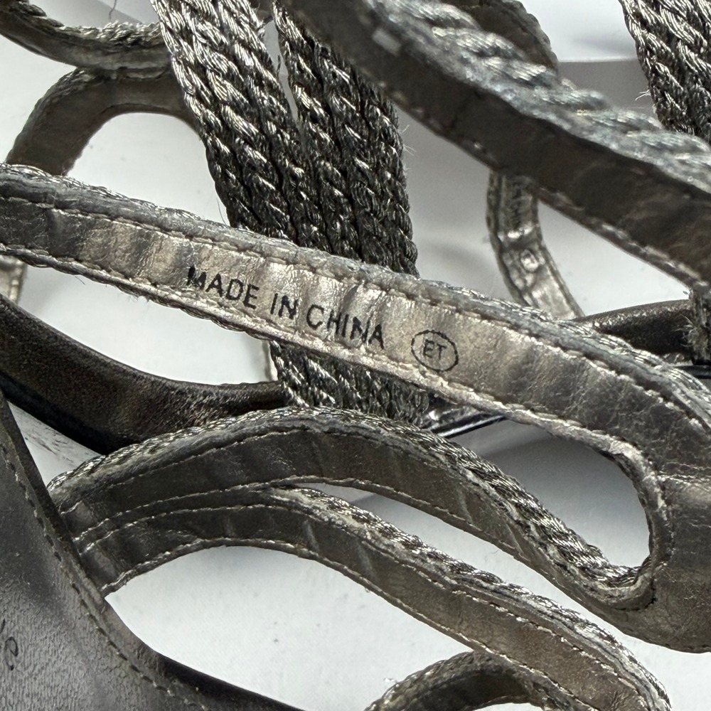 Adrianna Papell Boutique Metallic Pewter Strappy Braided Cage Heels Womens 9M - Picture 5 of 8